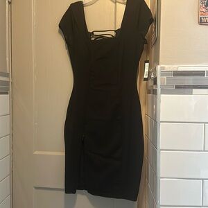 TA3 form fitting sexy black dress size L short